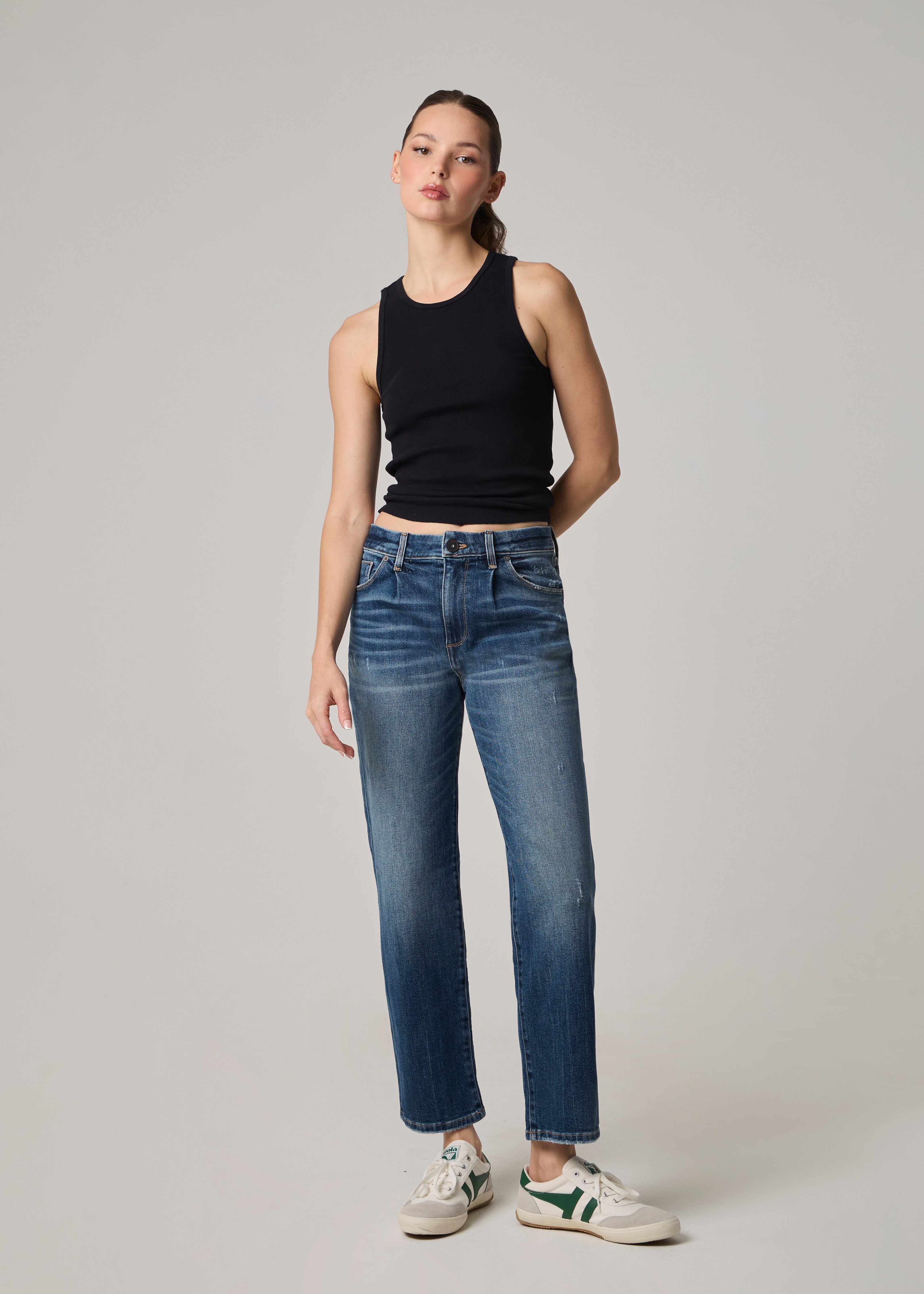 Edyson Olivier Pleated High Rise Long Baggy Straight Jeans – Edyson