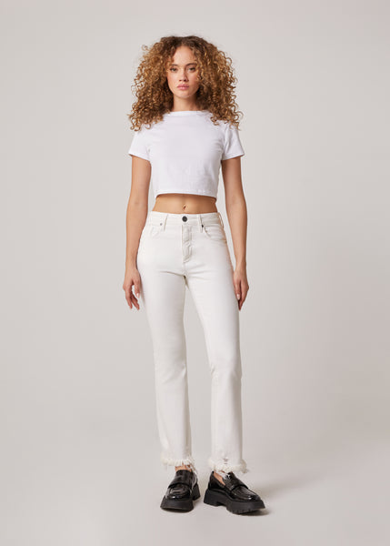 Edyson Grant High Rise Flare Jeans Off White 25